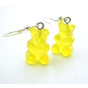 New Gummy Bear Earrings Yellow Translucent Resin Dangle Kidcore Boutique